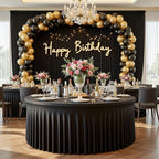 GALLETY 12 Pack Black Table Cloth for 5FT Round Tables, Fitted Spandex 120 inch Round Tablecloth, Wrinkle Free Black Table Skirt for Receptions Birthday Holiday Dinner Banquet Juneteenth Decorations - Image 5