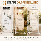 Wedding Welcome Sign Stand, White Sign Holder with Leather Straps - Image 6
