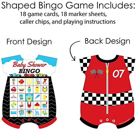 Big Dot of Happiness Let’s Go Racing - Racecar - Picture Bingo Cards and Markers - Race Car Baby Shower Shaped Bingo Game - Set of 18 (Pack of 2) - Image 3