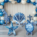 4 Pack Under The Sea Party Decorations Sea You Soon Decoration 20.47 Inch Large Birthday Party Cardboard Cutout Blue Turtle Seahorse Starfish Shell Stand-ups Ocean Theme Photo Booth Props - Image 2