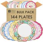 Talking Tables 144 x Bulk Pack Floral Disposable Paper Plates Pretty Fancy Plates Afternoon Tea Party Table Decorations for Birthday Mother`s Day Baby Shower Wedding, Bridal Shower 6.7 Inches by TalkingTables