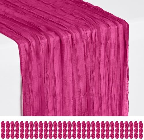 30 Pack Fuschia Cheesecloth Table Runner 17x108 Inches Boho Home Decor by Showgeous
