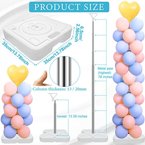 2 Set Balloon Column Stand Kit for Floor with Heavy Duty Base, VETOGETHER Adjustable 7 FT Balloon Tower Kit with Telescopic Design, Updated Balloon Pillar Kit with Metal Poles for Party Decoration - Image 2