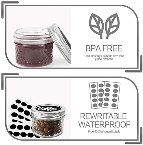 VERONES 40 PACK Mason Jars, 4 OZ Canning Jars Jelly Jars With Regular Lids - Image 4