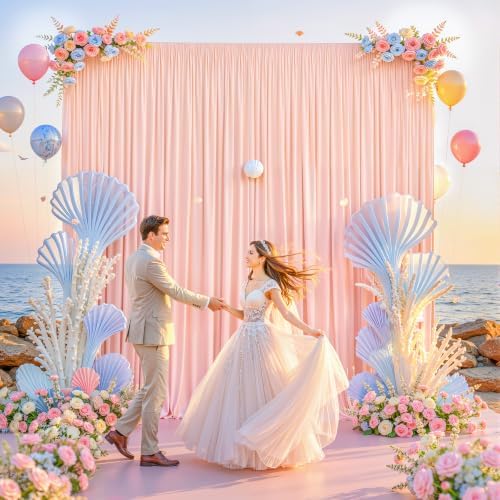 10x10FT Backdrop Curtains with Rod Pockets - Wrinkle Free Photo Stage Backdrop 2 Panels Curtains Drapes for Photography Wedding Party Baby Shower Decorations (Blush Pink) - Image 5