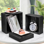 6 Pack Wooden Risers Display Stands Square Food Risers for Buffet Party Rustic Wood Cake & Cupcake Stands Nesting Box Wooden Crates for Display - Image 4