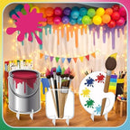 4 Pcs Large Paint Party Decorations - Colorful Art Cardboard Cutouts for Back to School Art Classroom Decor, Paint Can Palette Brush Cutouts for Birthday Baby Shower Craft Photo Props - Image 3