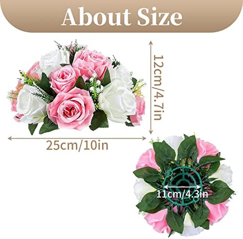 Sziqiqi Artificial Flower Centrepieces for Tables, Pink & White, 10Pcs - Image 7
