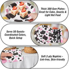 400 Pcs Disposable Pink Cow Print Tableware Set for 50 Guests - Image 6