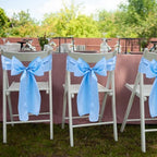 Large Satin Bow Decor with 50 Pack Chair Sashes - Perfect for Birthday, Wedding, Parties & Baby Shower | 24x36 Inch Giant Bows for Room Decor | Wide Fabric Ribbons for Banquet Chairs (Sky Blue) - Image 7