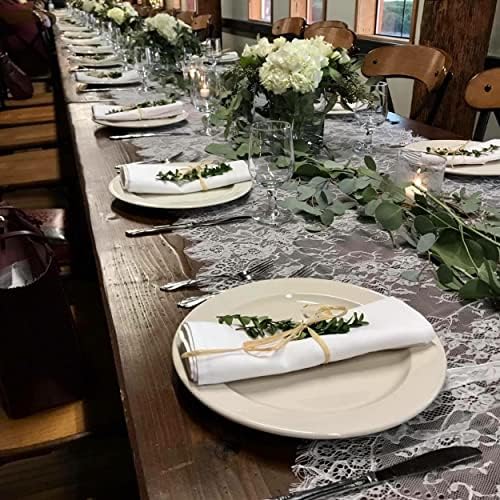 20 Pcs White Lace Table Runner 14 x 120 Inch Embroidered Boho Table Runner for Wedding Party Bridal Shower Decorations Vintage Rustic Table Runners - Image 6