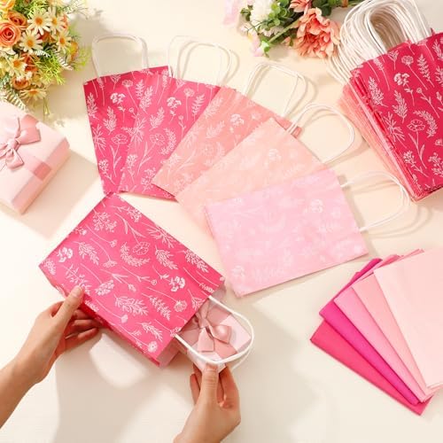 Kolldenn 100 Pcs Small Gift Bags Bulk, Pink, 8.27 x 5.91 x 3.15 Inch - Image 5