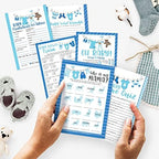 Hadley Designs - 50 Blue Baby Prediction And Advice Cards, Trivia Games, etc, 25 Baby Animal Matching, Nursery Rhyme Game - 6 Double Sided Cards - Image 2