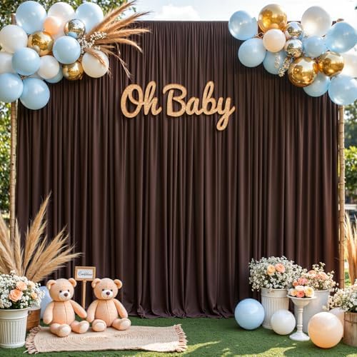 30x10ft Brown Backdrop Curtain for Wedding Parties Wrinkle Free Fabric Brown Drapes Backdrop Decoration for Baby Shower Birthday Photography Decoration 6 Panels, 5ft x 10ft - Image 2