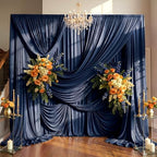 20ft×15ft Navy Blue Backdrop Curtain for Wedding Parties by PartyVillage