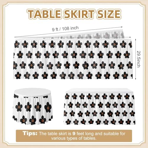 Sanwarm Table Skirt, 29" x 108", for Rectangular & Round Desk Daisy Floral - Image 2