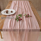 6Pcs Dusty Pink Cheesecloth Table Runner 120 Inches for Party Home Decor - Image 4