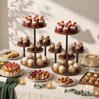 4 Tier Round Cupcake Tower Stand for 50 Cupcakes, 360° Rotating Wood Cake Stand with Tiered Trays, Farmhouse Cookie Stand for Dessert Table Display for Wedding Birthday Baby Shower Tea Party - Image 6