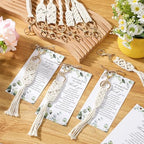 Ecation 36 Sets Boho Baby Shower Favors for Guests Macrame Keychains with Eucalyptus Leaf Thank You Cards Bulk Crochet Tassel Key Rings Bohemian Baby in Bloom Party Favor for Return Gift Souvenir - Image 5