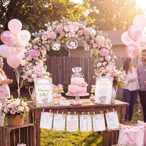 Funnymoom 426 Pcs Baby Shower Decorations for Girl Pink Elephant Games - Image 6