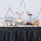 Tegeme 8 Pieces Black Plastic Table Skirts for Rectangle Tables, 14 ft x 29 in Disposable Ruffle Table Skirting with Adhesive Strip, Bulk Party Supplies for Wedding, Birthday, Baby Shower & Banquet - Image 7
