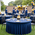 8 Pack Navy Blue Spandex Round Tablecloths for 60 inch Table, Wrinkle Free 120inch Stretchy Fitted 5FT Round Table Cloths Cover with Skirt for Wedding Party Dining Banquet Events by Htper