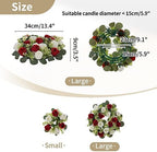 NUPTIO Flower Wedding Centerpieces for Tables - 10 Pcs 14 inch Diam Large Crimson & White Artificial Flowers Fake Roses Candle Rings Wreaths Spring Summer Wreath for Front Door Weddings Party Decor - Image 4