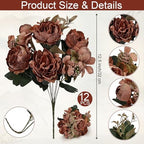 12 Bundles Peonies Artificial Flowers - Burnt Orange - Image 2