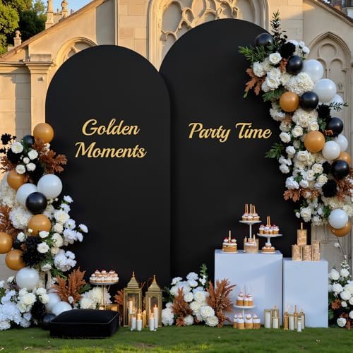 Red Black Arch Backdrop Cover for Wedding, Set of 2 Stretchy Spandex Fitted Arch Stand Cover for Baby Shower, Birthday Party Decor, Chiara Backdrop Cover with Double-Sided Design(7.2FT 6FT) - Image 4