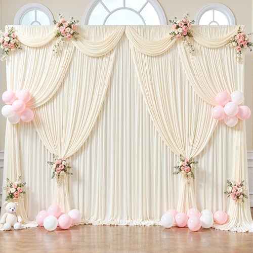 50ft x 12ft Champagne Backdrop Curtains Wrinkle Free Backdrop Curtain for Wedding Parties Fabric Backdrops Drapes Back Drop Cloth Bridal Shower Stage Curtains Wedding Decorations for Reception - Image 3