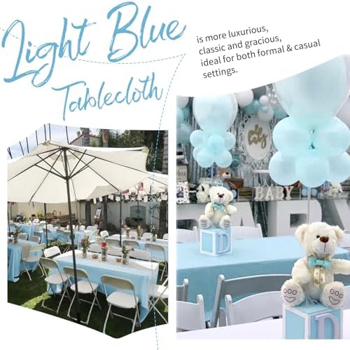 Showgeous 60x102 Inch Light Blue Rectangle Tablecloth 10 Pack Fit 6FT Table - Image 6
