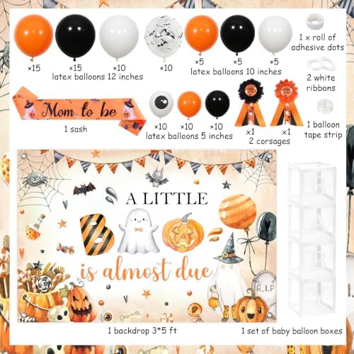 A Little Boo is Almost Due Baby Shower Decorations Orange Black - Image 2
