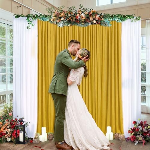 10 x 10 Feet Gold Backdrop Curtain for Partie, Background Curtains for Photoshoot, Birthday, Wedding, Halloween, Thanksgiving, Christmas Day, New Year Party Decorations 5Ft x 10Ft, 2 Panels - Image 6