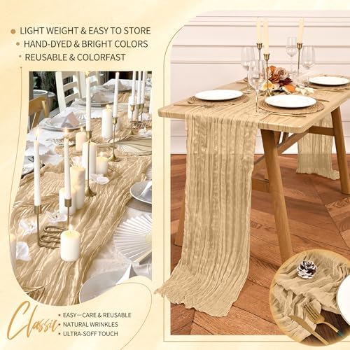 18 Pack Cheesecloth Table Runner 10FT Nude Table Runner Boho Gauze Cheese Cloth Table Runners Long Rustic Sheer Table Decorations for Wedding Party Baby Bridal Shower Birthday Holiday Home - Image 5