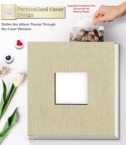 Artfeel Photo Album Self Adhesive Scrapbook Album for 3x5 4x6 5x7 8x10 Pictures,60 Pages Linen Cover with Display Window DIY Photo Book,Ideal Gifts for Family Travel Wedding Baby - Image 2