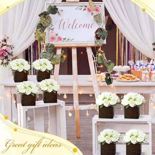 6 Sets Artificial Peonies Flower Table Centerpieces, White - Image 5