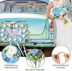 Geosar 8 Bundles Artificial Peonies Flowers,Blue, White - Image 3