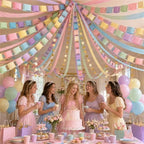 Paper Chain Garland, Crepe Paper Streamers Pastel Balloon Star Garland - Image 5