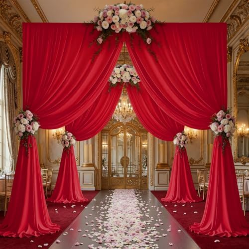 40x10ft Red Backdrop Curtain Panels for Parties - Wrinkle Free Polyester Photo Curtain Backdrop Wedding Back Drop Fabric Drapes for Party Decorations Background for Photography - Image 7