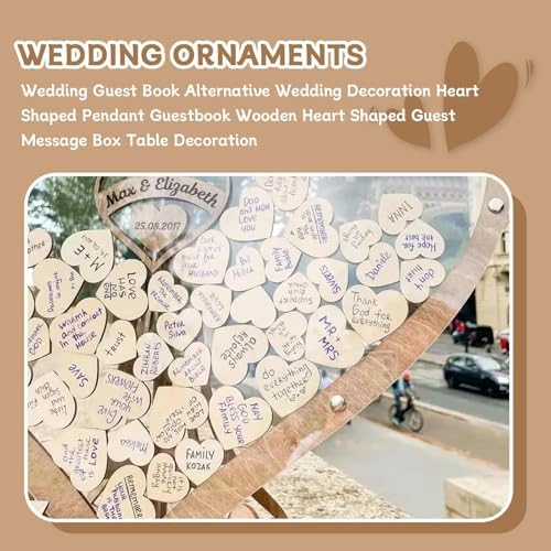 Rustic Wedding Guest Book - Customizable Heart Frame Drop Box with Wooden Hearts, Guest Book Alternative for Wedding Reception, Anniversary, Business Registry - Image 5
