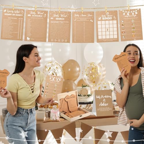 Estune 352 Pcs Baby Shower Advice Cards for Parents to Be Advice for New Parents Baby Shower Decorations Girl, Advices and Wishes for Cards Box Fun Game Ideas(Kraft Paper) - Image 6