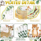 Potchen 452 Pcs Woodland Plates Napkins Party Supply, Sage Green - Image 3