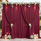 24ftx10ft Wrinkle Free Burgundy Backdrop Curtain - 10 Feet Photography Backdrop Drapes, Silky Polyester Back Drop Cloth for Wedding Baby Shower Balloon Arch Background by Unknown