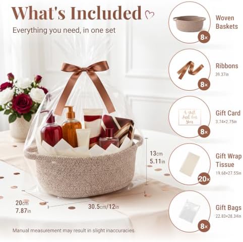 8 Pack Small Woven Gift Baskets Empty to Fill, Cute Gift Basket - Image 2