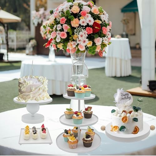Set of 7 White Cake Stands Metal Dessert Display Holder Table Decor - Image 5
