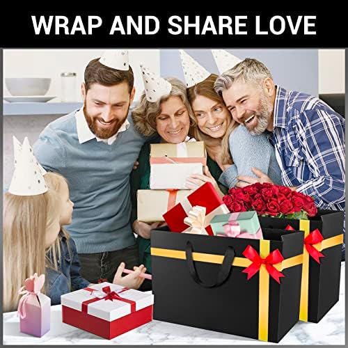 EUSOAR Exra Large Gift Wrap Bags Bulk, 25 Pack 16x6x12 inches Black Paper Heavy Duty Bags with Handles, for Business, Grocery, Boutique, Retail, Wedding, Party Favors, Baby Showers, Birthdays - Image 6