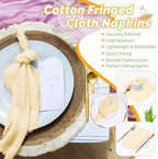 Showgeous 60 Pack Beige Cloth Napkins with Fringe, 16x16 inch 100% Cotton - Image 5
