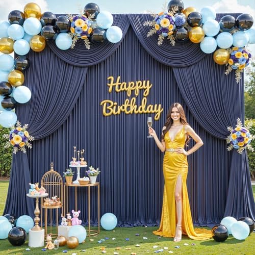 50ft x 12ft Navy Blue Backdrop Curtains Wrinkle Free Backdrop Curtain for Wedding Parties Blue Fabric Backdrops Drapes Back Drop Cloth Bridal Shower Stage Curtains Wedding Decorations for Reception - Image 4