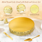 Wenqik 14 Inch Gold Cake Stand Set Metal Round cake Dessert Stand,Wedding - Image 3