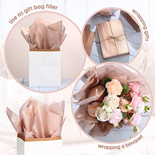 Fuutreo 300 Sheet Kraft Tissue Paper Bulk 14x20'' Wrapping, Rose Gold - Image 3